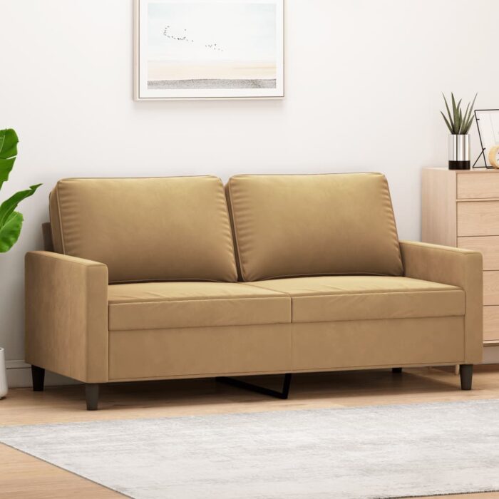 Canapé à 2 places Marron 140 cm Velours – Image 1