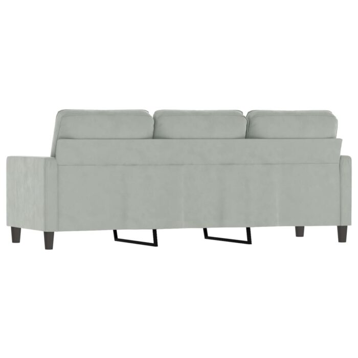 Canapé à 3 places Gris clair 180 cm Velours – Image 3