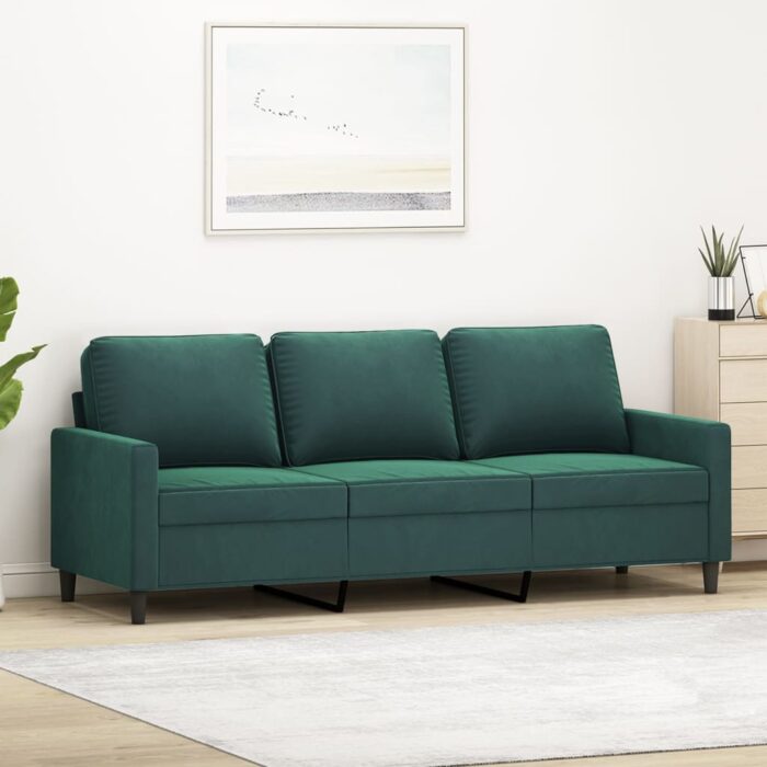 Canapé à 3 places Vert foncé 180 cm Velours – Image 1