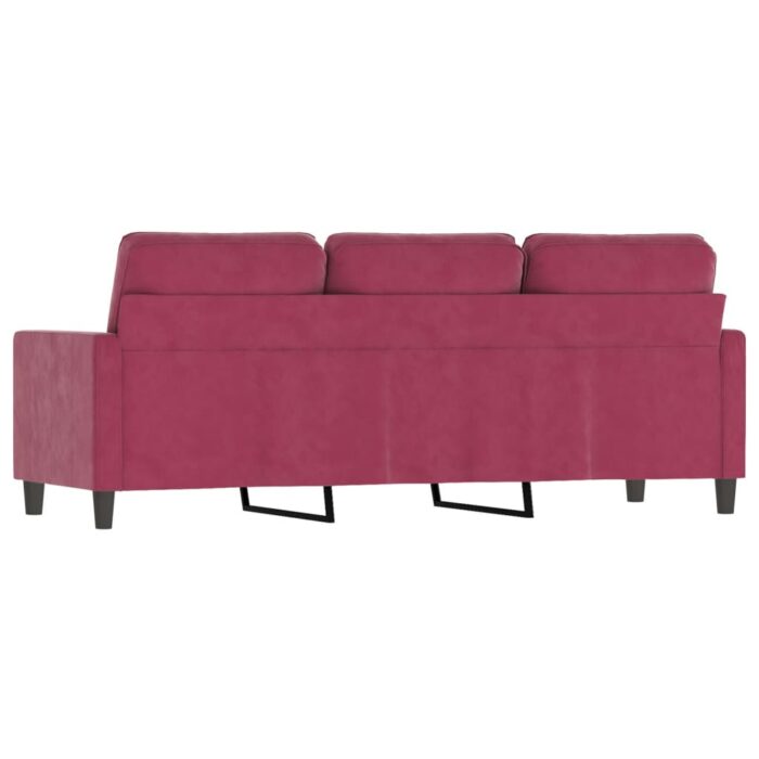 Canapé à 3 places Rouge bordeaux 180 cm Velours – Image 3