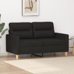 Canapé à 2 places Noir 120 cm Tissu