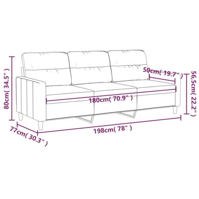 Canapé à 3 places Marron 180 cm Tissu – Image 6