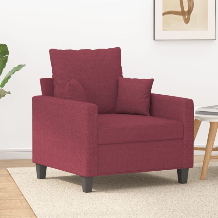 Fauteuil Rouge bordeaux 60 cm Tissu – Image 1