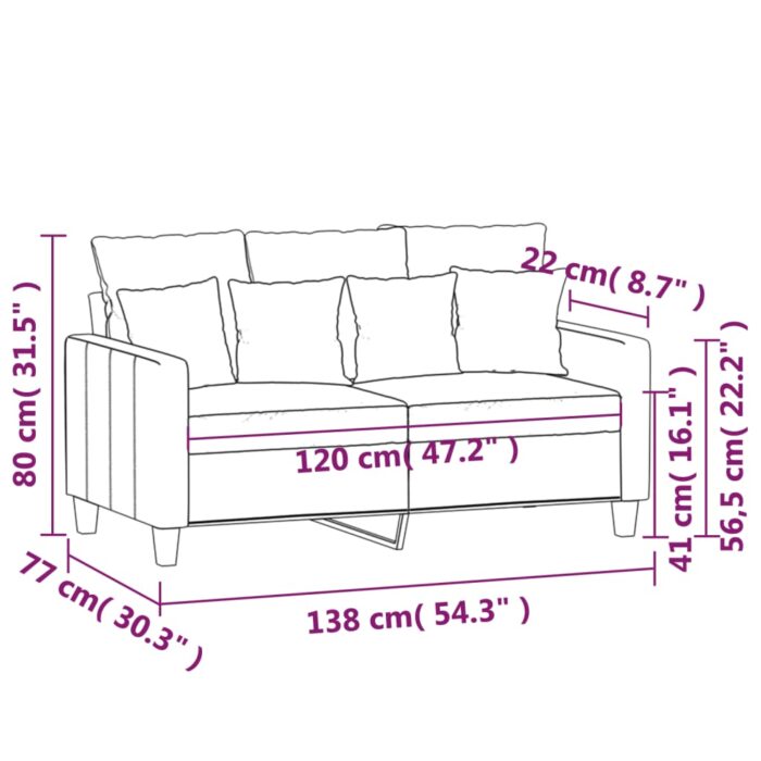Canapé à 2 places Jaune clair 120 cm Tissu – Image 6