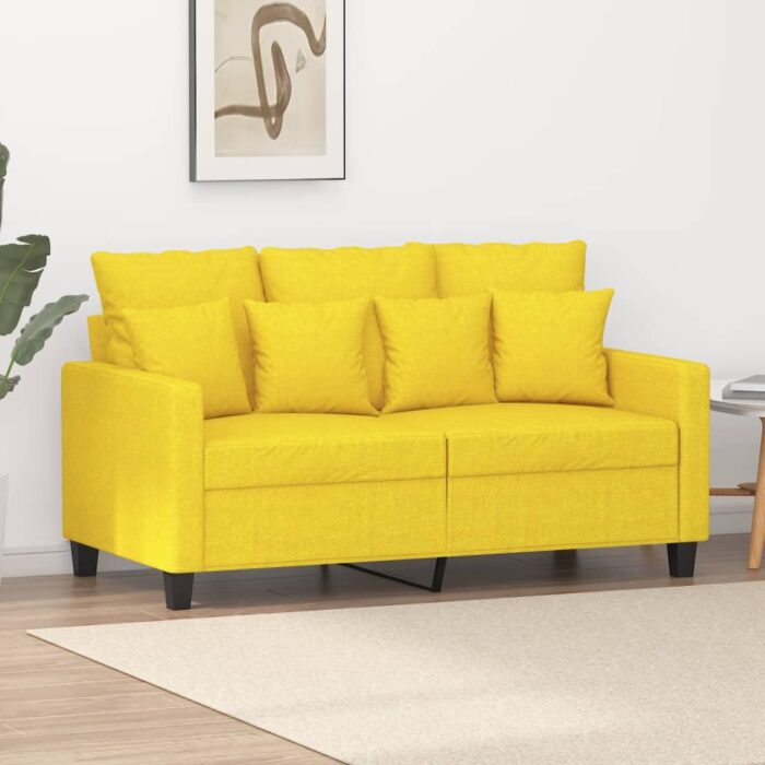 Canapé à 2 places Jaune clair 120 cm Tissu – Image 1