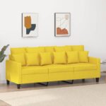 Canapé à 3 places Jaune clair 180 cm Tissu