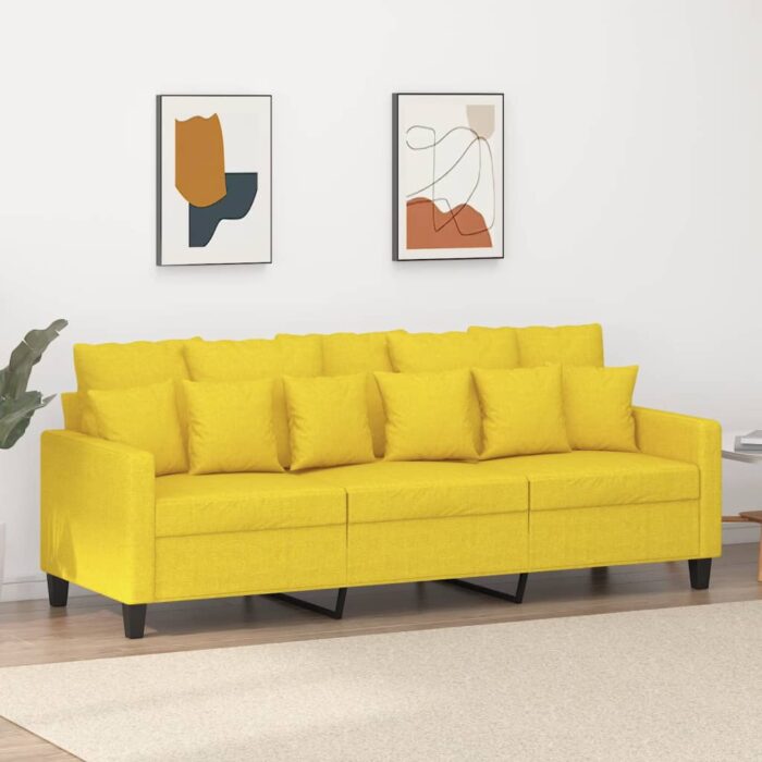 Canapé à 3 places Jaune clair 180 cm Tissu – Image 1