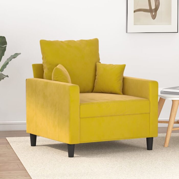 Fauteuil Jaune 60 cm Velours – Image 1