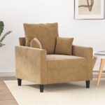 Fauteuil Marron 60 cm Velours