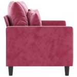 Canapé à 2 places Rouge bordeaux 120 cm Velours – Image 2