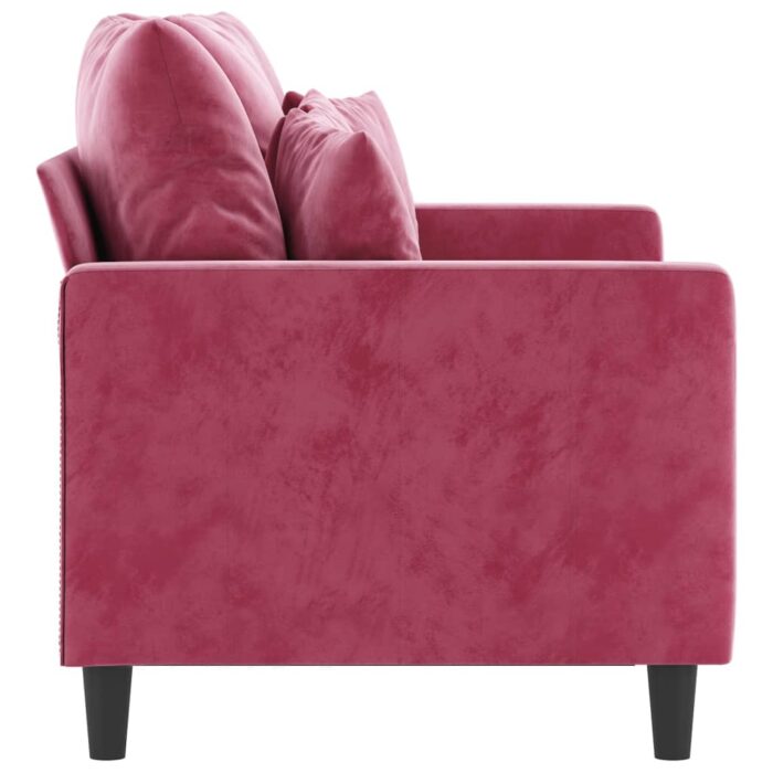 Canapé à 2 places Rouge bordeaux 120 cm Velours – Image 2