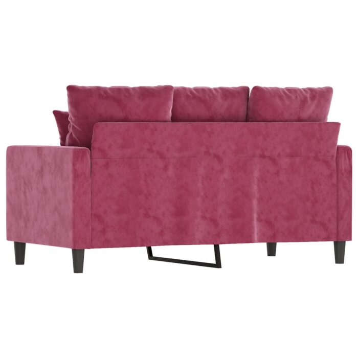 Canapé à 2 places Rouge bordeaux 120 cm Velours – Image 3