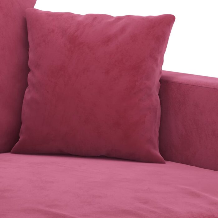 Canapé à 2 places Rouge bordeaux 120 cm Velours – Image 4