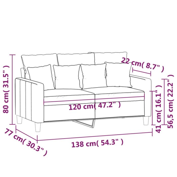 Canapé à 2 places Rouge bordeaux 120 cm Velours – Image 6
