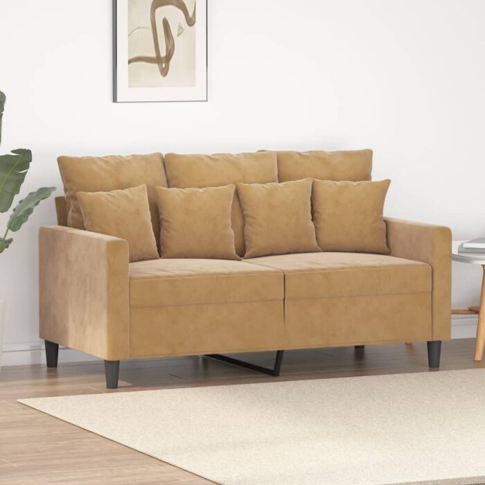 Canapé à 2 places Marron 120 cm Velours – Image 1