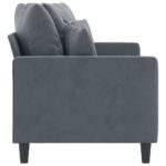 Canapé à 2 places Gris foncé 140 cm Velours – Image 2