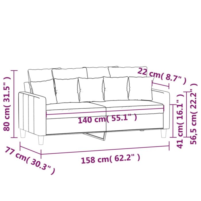 Canapé à 2 places Gris foncé 140 cm Velours – Image 6