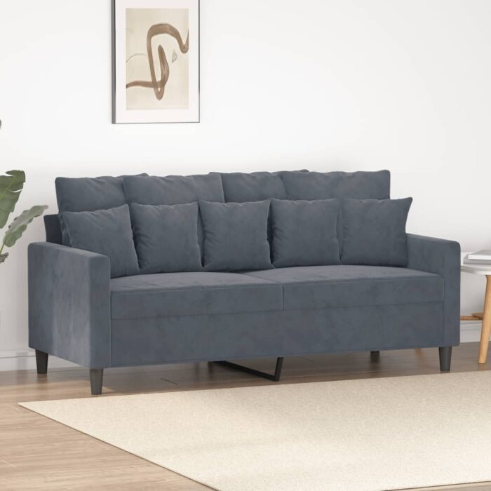 Canapé à 2 places Gris foncé 140 cm Velours – Image 1
