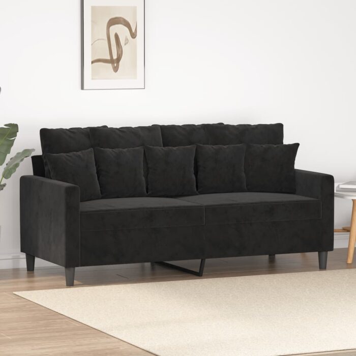 VXL8721012140349_m_en_hd_1.jpg Canapé à 2 places Noir 140 cm Velours – Image 1