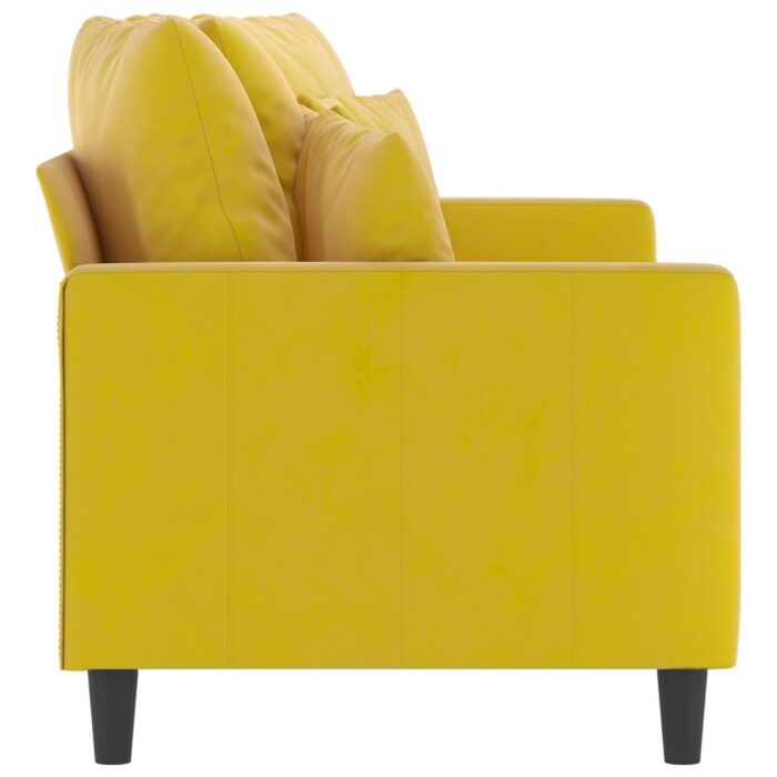 Canapé à 2 places Jaune 140 cm Velours – Image 2