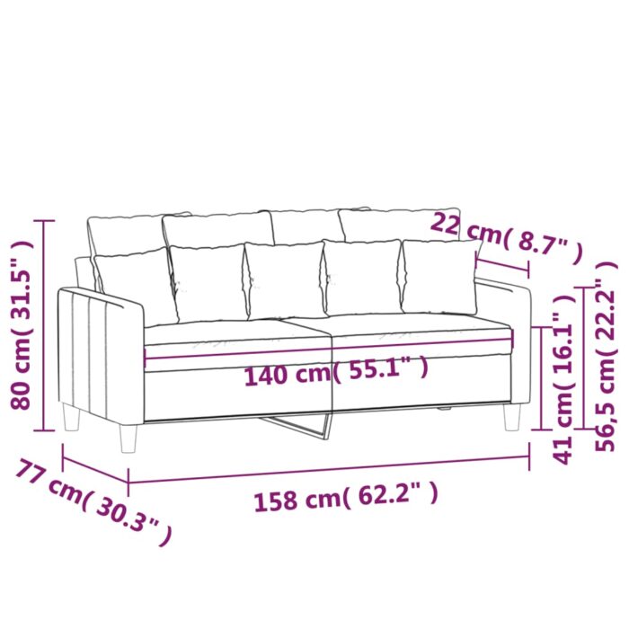 Canapé à 2 places Jaune 140 cm Velours – Image 6