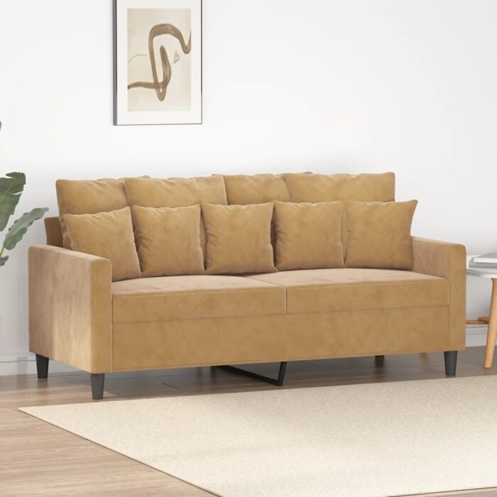 Canapé à 2 places Marron 140 cm Velours – Image 1