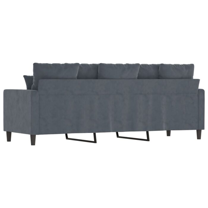 Canapé à 3 places Gris foncé 180 cm Velours – Image 3