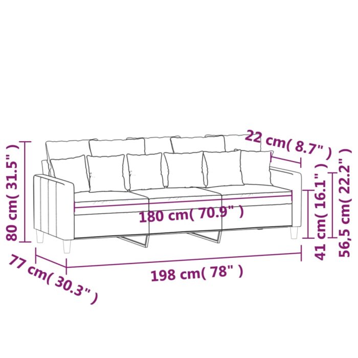 Canapé à 3 places Gris foncé 180 cm Velours – Image 6