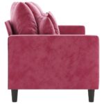 Canapé à 3 places Rouge bordeaux 180 cm Velours – Image 2