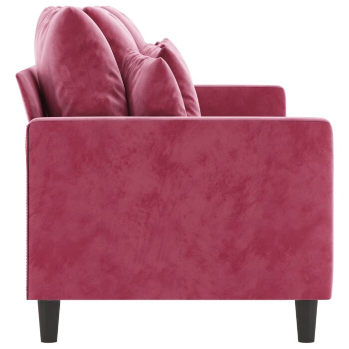 Canapé à 3 places Rouge bordeaux 180 cm Velours – Image 2