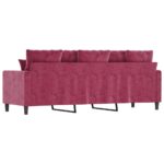 Canapé à 3 places Rouge bordeaux 180 cm Velours – Image 3