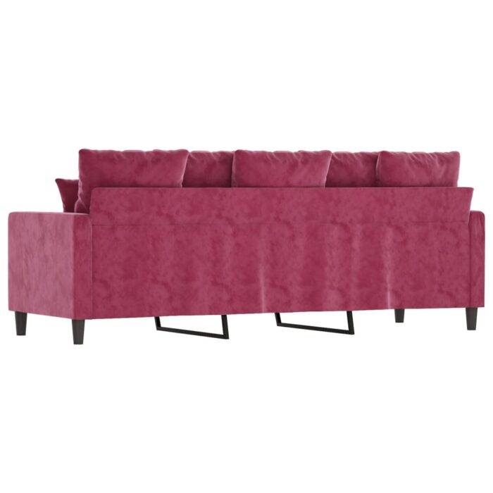 Canapé à 3 places Rouge bordeaux 180 cm Velours – Image 3