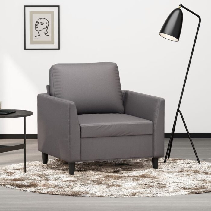 Fauteuil Gris 60 cm Similicuir – Image 1