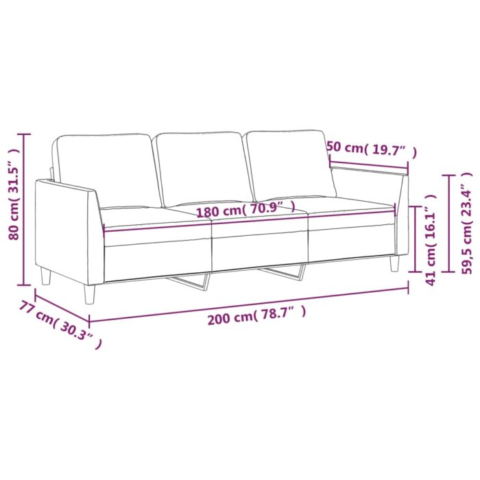 Canapé à 3 places Gris 180 cm Similicuir – Image 6