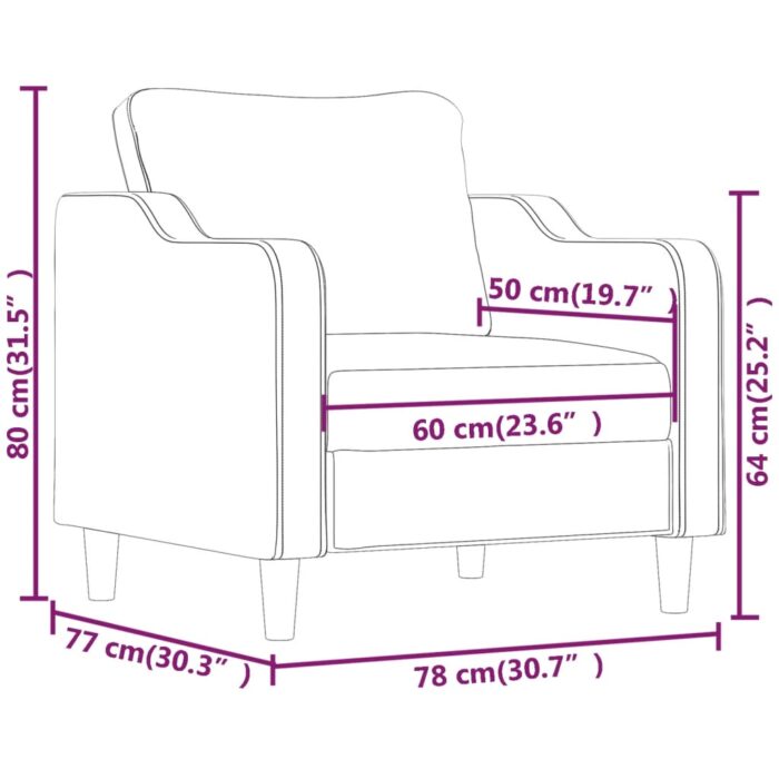 Fauteuil Jaune clair 60 cm Tissu – Image 6