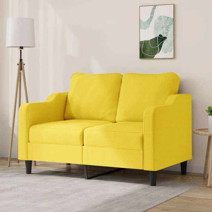 Canapé à 2 places Jaune clair 120 cm Tissu – Image 1