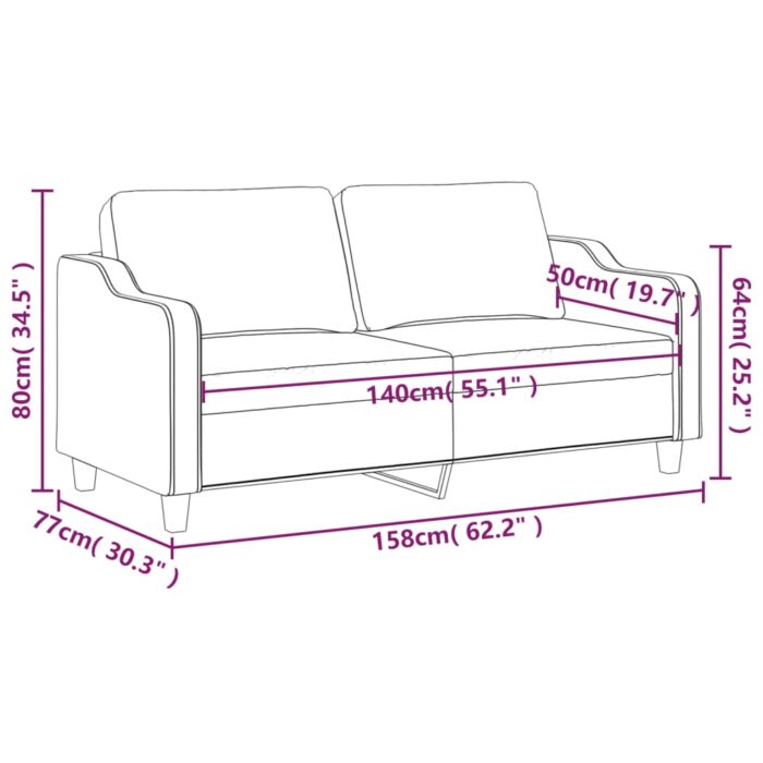 Canapé à 2 places Gris foncé 140 cm Tissu – Image 6