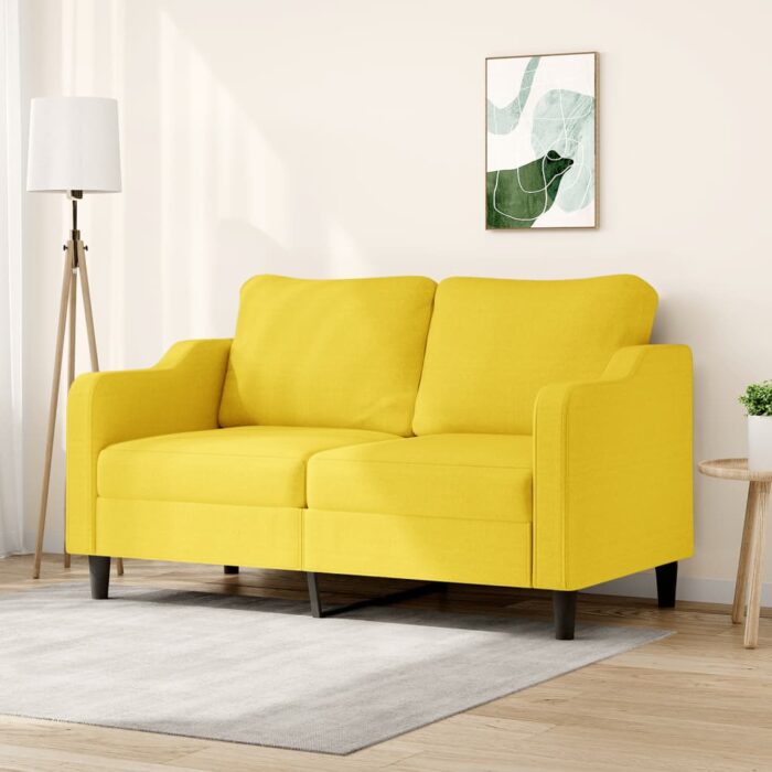 Canapé à 2 places Jaune clair 140 cm Tissu – Image 1
