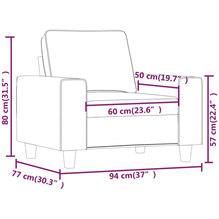 Fauteuil Taupe 60 cm Tissu – Image 6