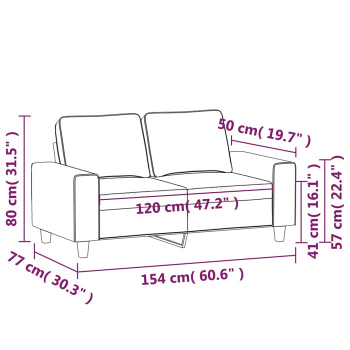 Canapé à 2 places Crème 120 cm Tissu – Image 6