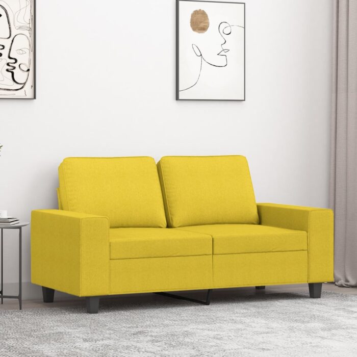 Canapé à 2 places Jaune clair 120 cm Tissu – Image 1