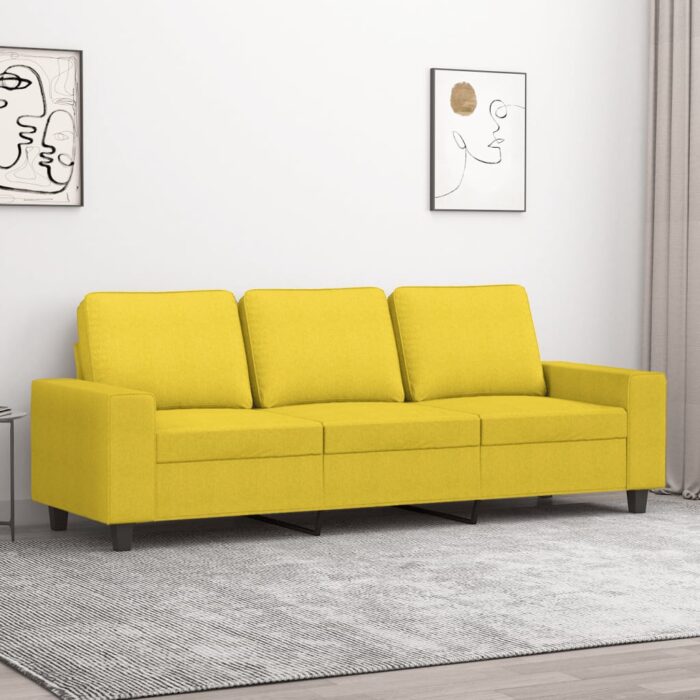 Canapé à 3 places Jaune clair 180 cm Tissu – Image 1