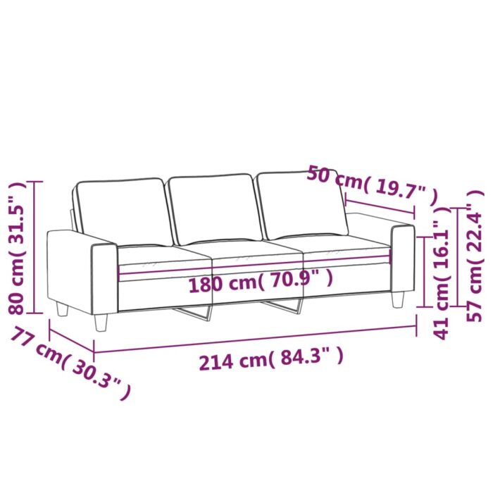 Canapé à 3 places Taupe 180 cm Tissu – Image 6