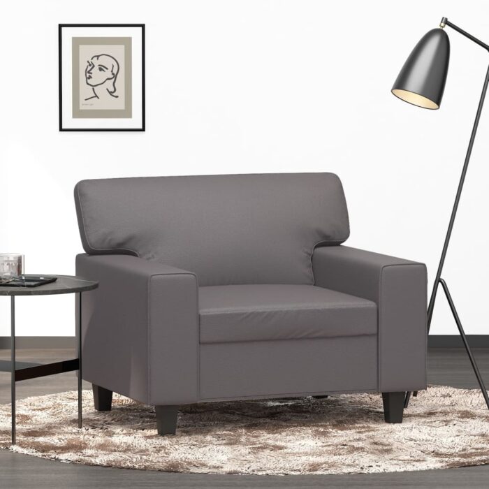 Fauteuil Gris 60 cm Similicuir – Image 1