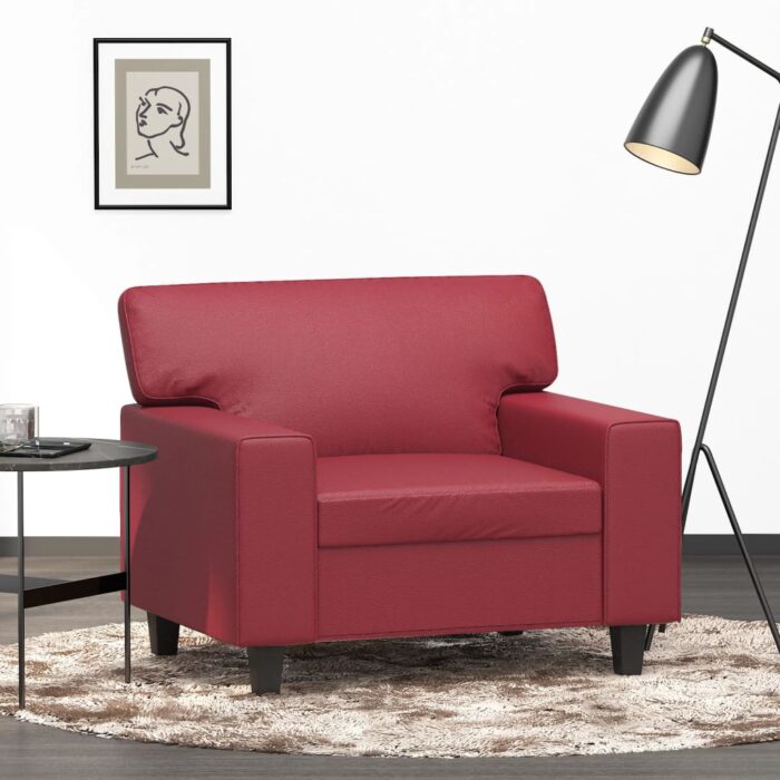 Fauteuil Rouge bordeaux 60 cm Similicuir – Image 1