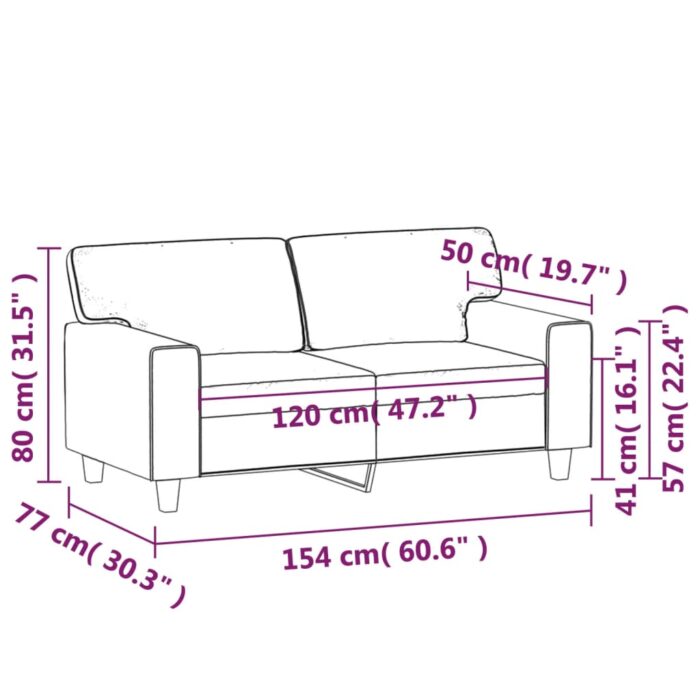 Canapé à 2 places Noir 120 cm Similicuir – Image 6