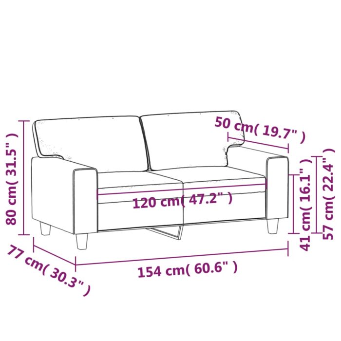 Canapé à 2 places Cappuccino 120 cm Similicuir – Image 6