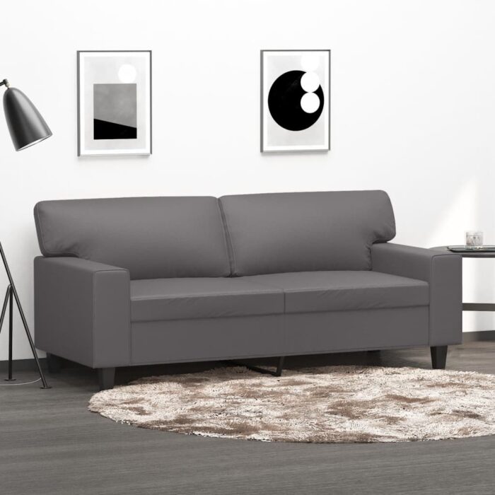 Canapé à 2 places Gris 140 cm Similicuir – Image 1