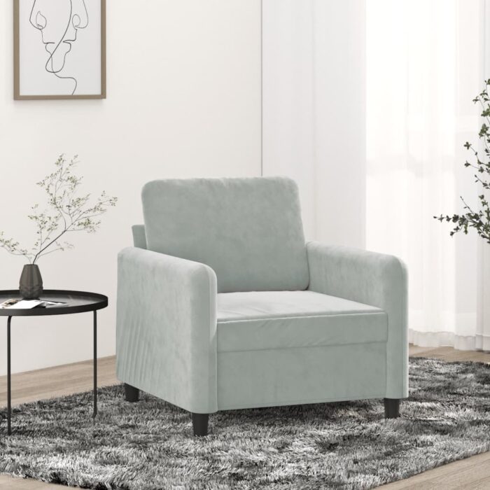 Fauteuil Gris clair 60 cm Velours – Image 1