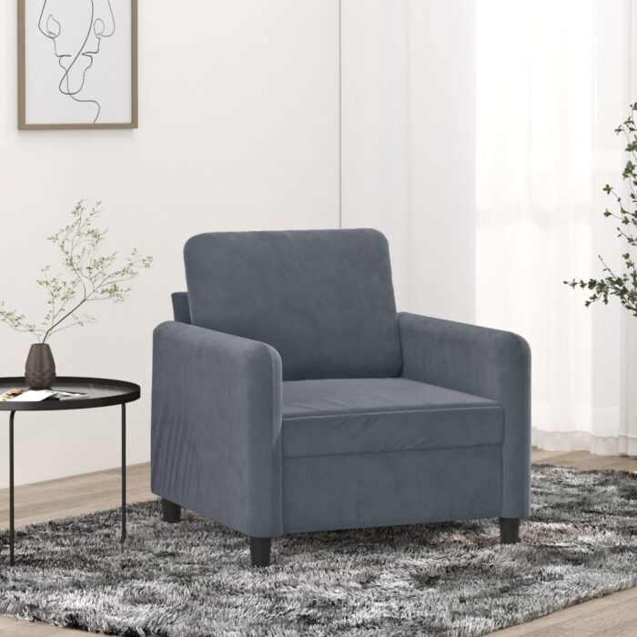 Fauteuil Gris foncé 60 cm Velours – Image 1